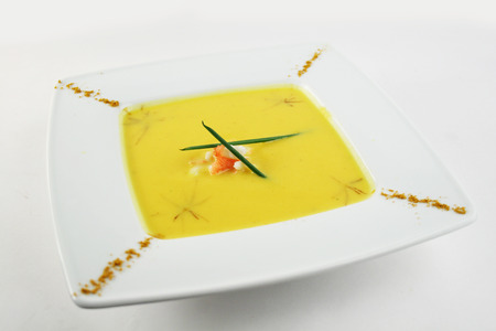 Pumpkin soup cream with crabの写真素材