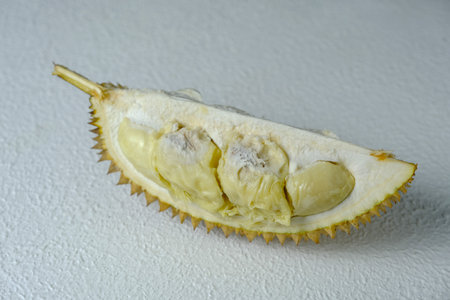 Durian fruit on white background. Harvest from Wonosobo, Indonesia.の写真素材