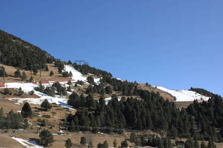 Winter scenery at the ski hillの写真素材