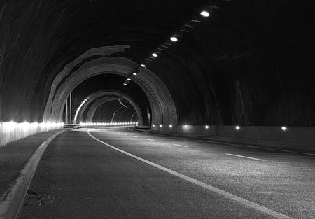 Interior of an urban tunnel without trafficの写真素材