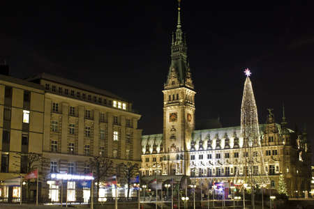 Christmas in Hamburg at evening.のeditorial素材