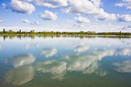 Sky and clouds reflection on Lake.の写真素材