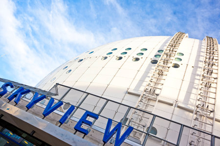 Stockholm Globe arena, or Ericsson Globe, the biggest spherical building in the world.の写真素材