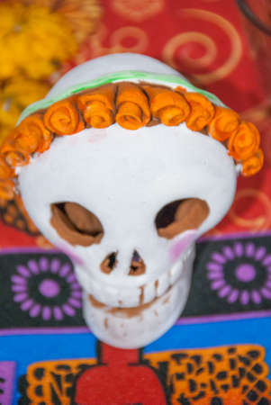 Beautiful color skull puppet, decoration, partyの写真素材