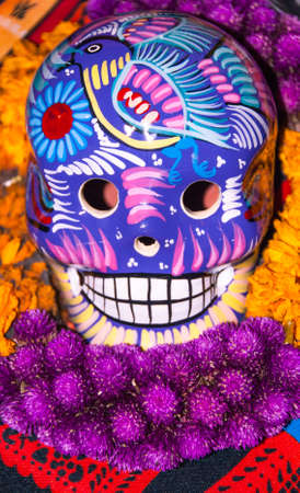 Beautiful color skull puppet, decoration, partyの写真素材