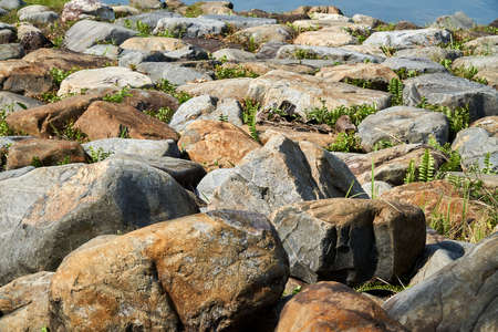 Close up of multiple shaped rocks or stonesの写真素材