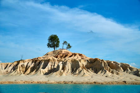 Wide angle view of beautiful blue lake Bintan during the dayの写真素材