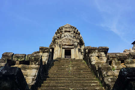 View of Angkor Wat architecture during the day at Siem Reap, Cambodiaの写真素材