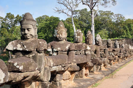 View of Angkor Wat architecture during the day at Siem Reap, Cambodiaの写真素材