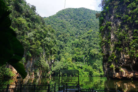 Beautiful view of a lake called Mirror Lake in Ipoh, Malaysiaの写真素材