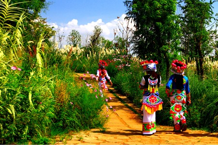 Yi nationality girl in Yunnan , Chinaのeditorial素材