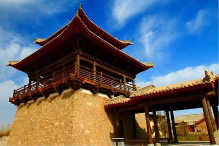Ancient architectural building in Dunhuang, Gansuのeditorial素材