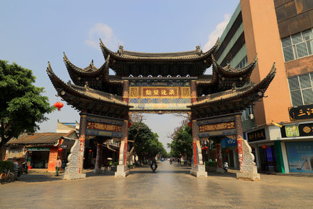 Ancient arch gate at the street