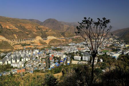 Panoramic view of Nansha Town, Yuanyang County, Honghe Prefectureの写真素材