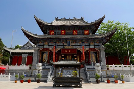 Luliang County Jingnan Mountain Scenic Area-Jingzhao Temple, hall of heavenly kingsのeditorial素材