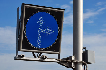  straight or right turn ahead  road sign