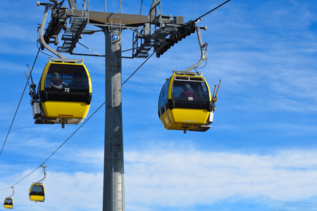 cable car in the skiing resort in Alpsの写真素材