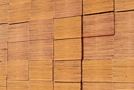 Large stack of fir veneer waiting to be made into plywood at a southern Oregon mill