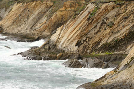 Point Arena Lighthouse, 115 feet tall and lit in 1908 sits along Northern Californiaの写真素材