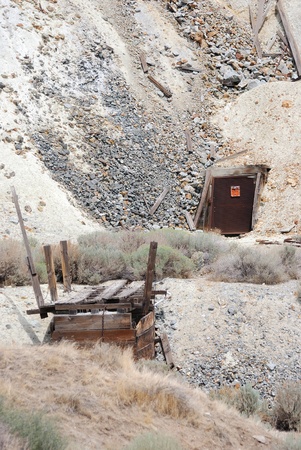 Old Mine Entry and Bridge in the mining district around Virginia City NV about 30 miles South of Renoの写真素材