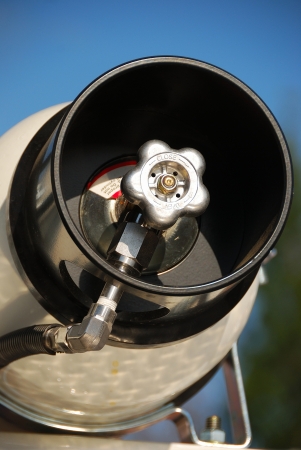 Inservice training on a new 100 foot platform fire truck.  Working with ladder placement and elevated master streams.の写真素材