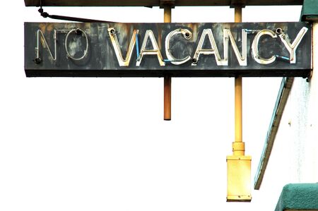  No Vacancy and White  outside of old hotel that is now cheap appartmentsの写真素材