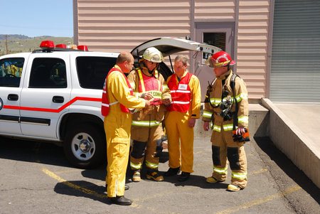 Command operations at a Klamath Falls Shoot for Haz Mat Outreach Video  Simulated Ammonia leak at a...