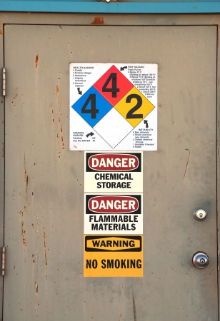Door at s chemical and fertilizer plant in Klamath Falls Oregonの写真素材