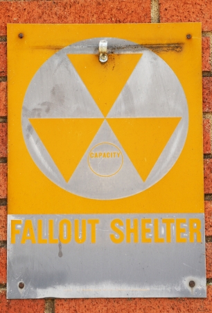 Once common site of a fallout shelter on the Roseburg Post Office building in Roseburg Oregonの写真素材