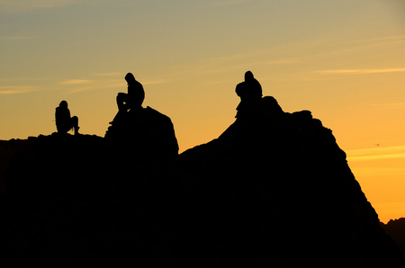 Sunset at Bandon Oregon Jetty South Jetty の写真素材