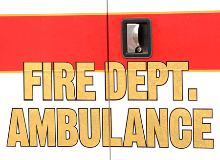 Fire department ambulance at the scene of an emergency