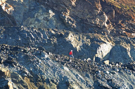 Blasting operation of a rock shelf at  a rock crushing operation for the production of gravelのeditorial素材