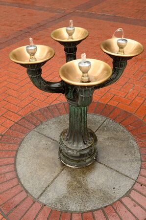 One of fifty two Public Benson Bubbler fountains are unique to the downtown area of Portland Oregon,の写真素材