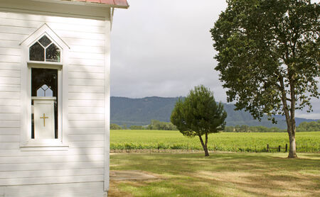Small country church now a grange building in a agricultual area of Oregonの写真素材