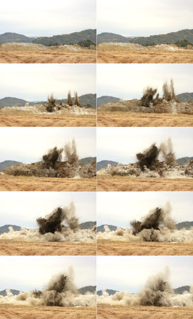 Full sequence of the blasting of shale rock