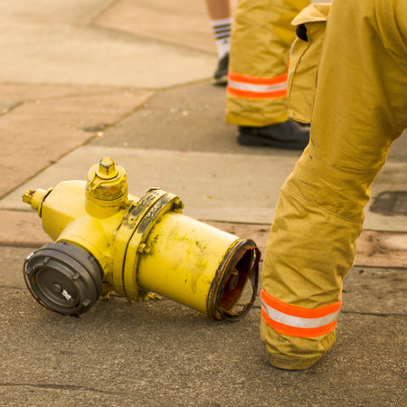 Roseburg Oregon Police and Fire department at the scene of a single car accident that knocked over a...