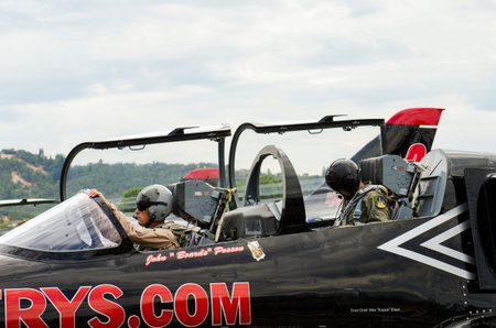 Part of the Patriots Jet Airshow Team stop for fuel at Roseburg Oregon, returning from a show,