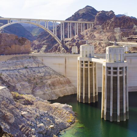 Hoover Dam at Lake Mead National Recreation Area Mike O'Callaghan â Pat Tillman Memorial Bridgeのeditorial素材