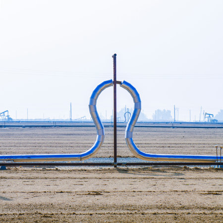 Lyre or horseshoe expansion loop on a pipeline in a central California oil field