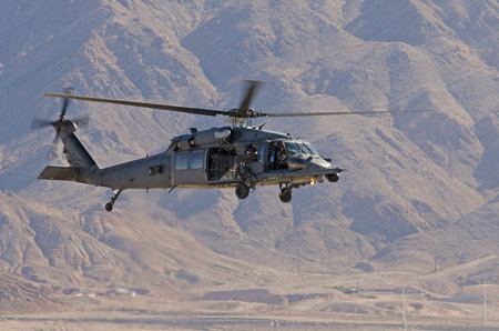 Sikorsky HH60G Pave Hawk helicopter in a rescue operation Nellis Air Force Base Aviation Nation 2014...