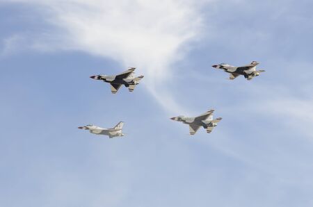 Las Vegas NV USA November 09 2014: F16C Fighting Falcon Air Force Thunderbirds Nellis Air Force Base Aviation Nation 2014 airshowのeditorial素材