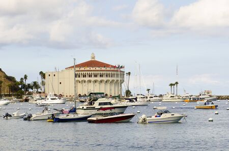 Old Casino building - now a museum in the harbor at the port of Avalon on Catalina Island, Californiaのeditorial素材