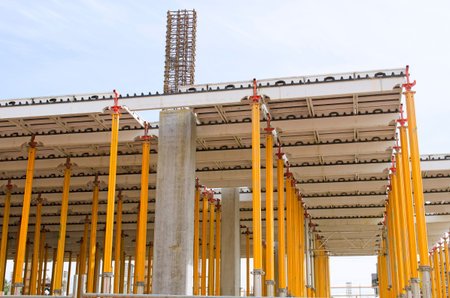 Lift supports for a new floor constuction on a concrete and steel modern construction building