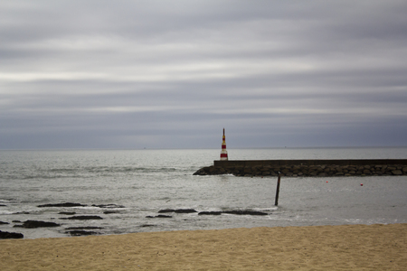 Portuguese beach on a cloudy dayの写真素材
