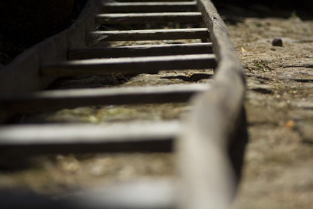old wooden ladderの写真素材