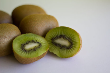 Kiwis on white backgroundの写真素材