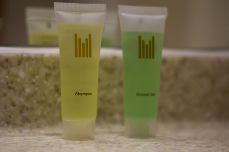Hotel amenities Shower gel and Shampooのeditorial素材