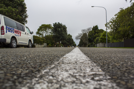 Courier van on New Zealand streetのeditorial素材