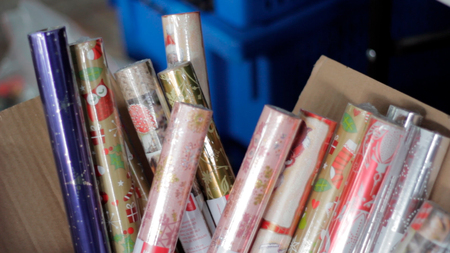 Rolls of christmas wrapping paperの写真素材