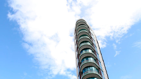 Modern building against blue sky